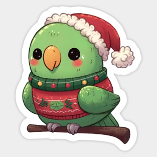 Green Christmas Parrot Sticker
